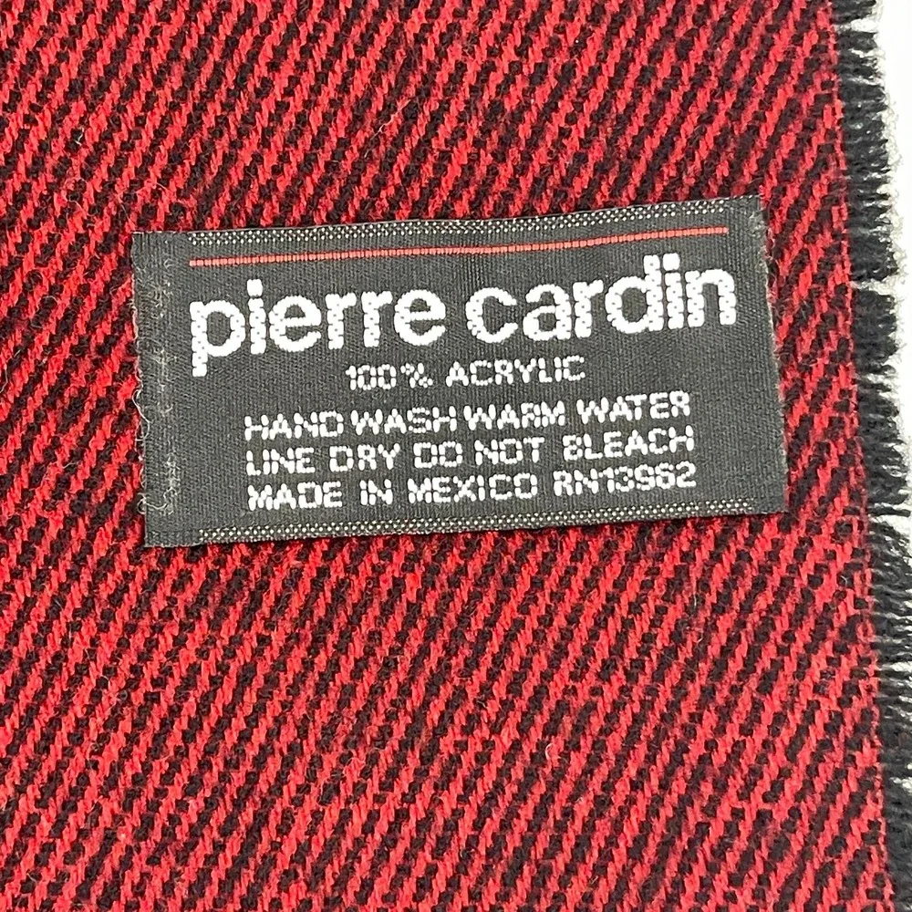 Vtg Pierre Cardin Tartan Red Plaid Scarf  Acrylic Soft 12 x 50