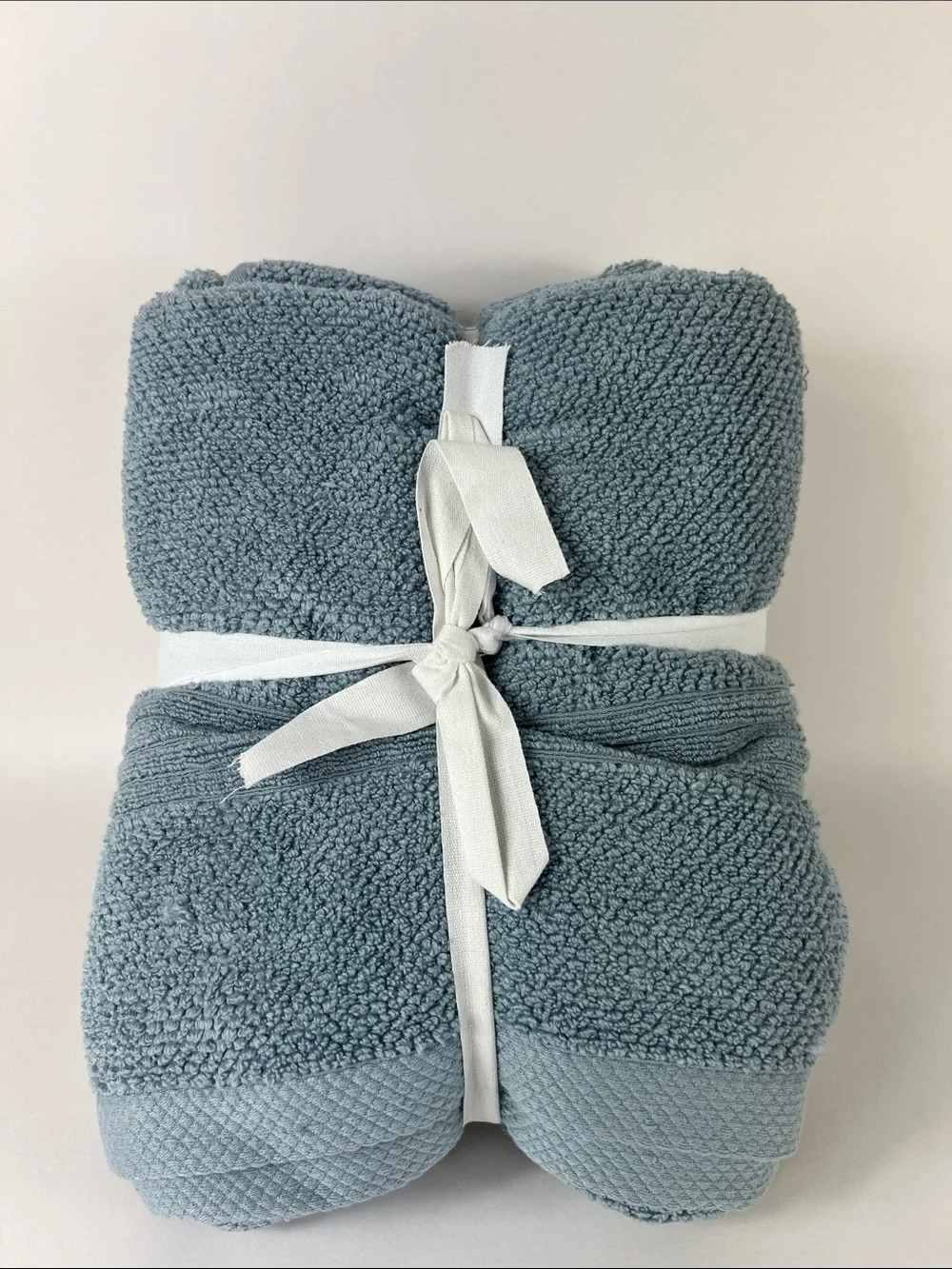 Common Thread Bath Towel Set Steel Blue Soft Zero Twist Cotton 6 Pc NEW