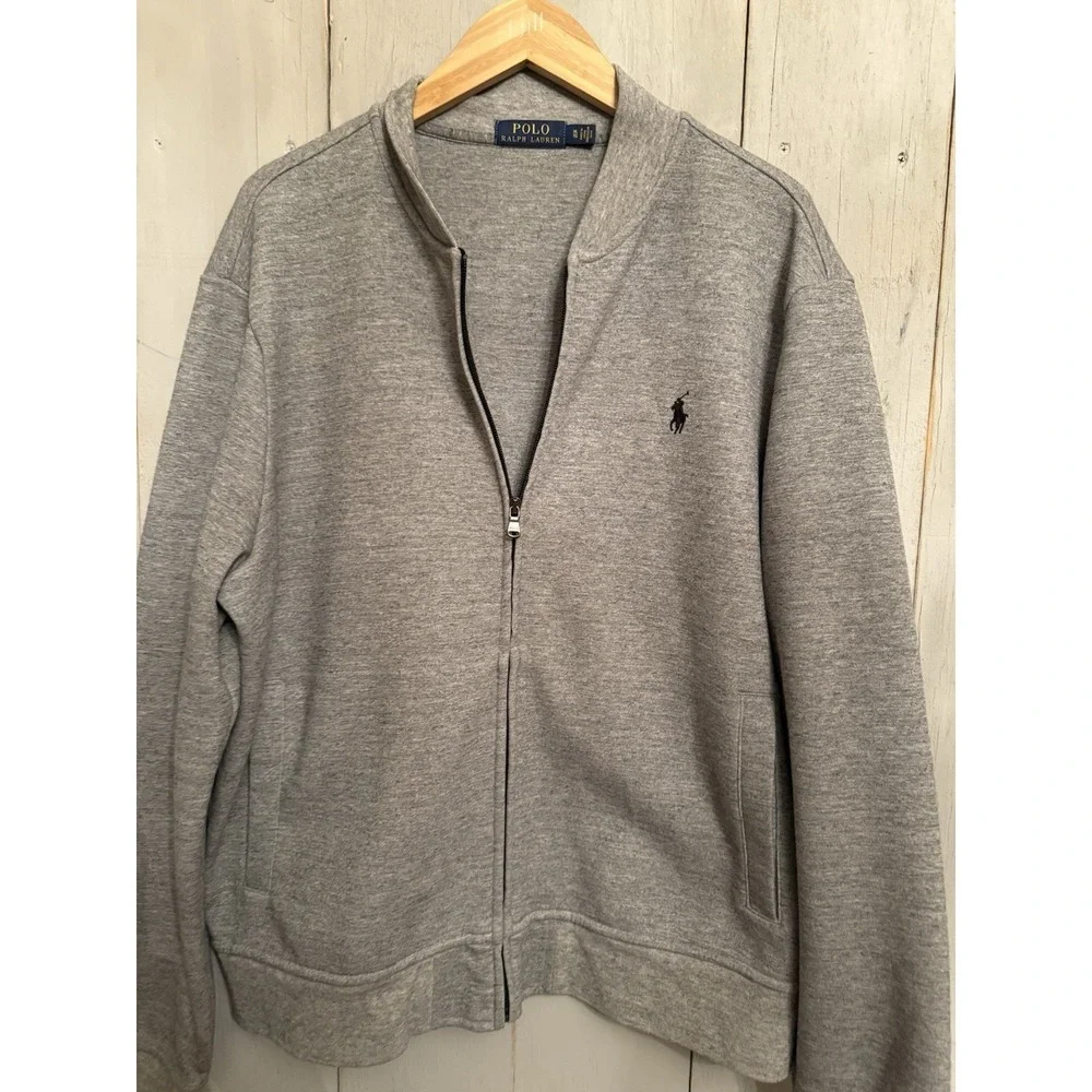Polo‎ Ralph Lauren Marled Gray Zip Up Bomber Sweatshirt Sz XLarge EXCELLENT