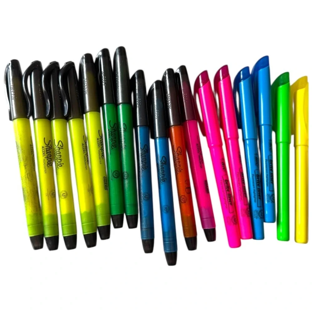 Bulk Lot‎ Highlighters Pens: Sharpie Accent, Bic , Quill, Staples TESTED B20Q