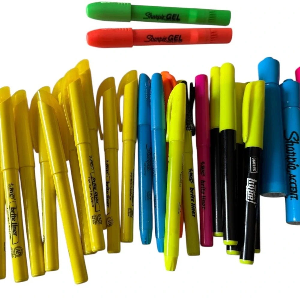 Bulk Lot‎ Highlighters Pens: Sharpie Accent, Bic , Quill, Staples TESTED B20Q