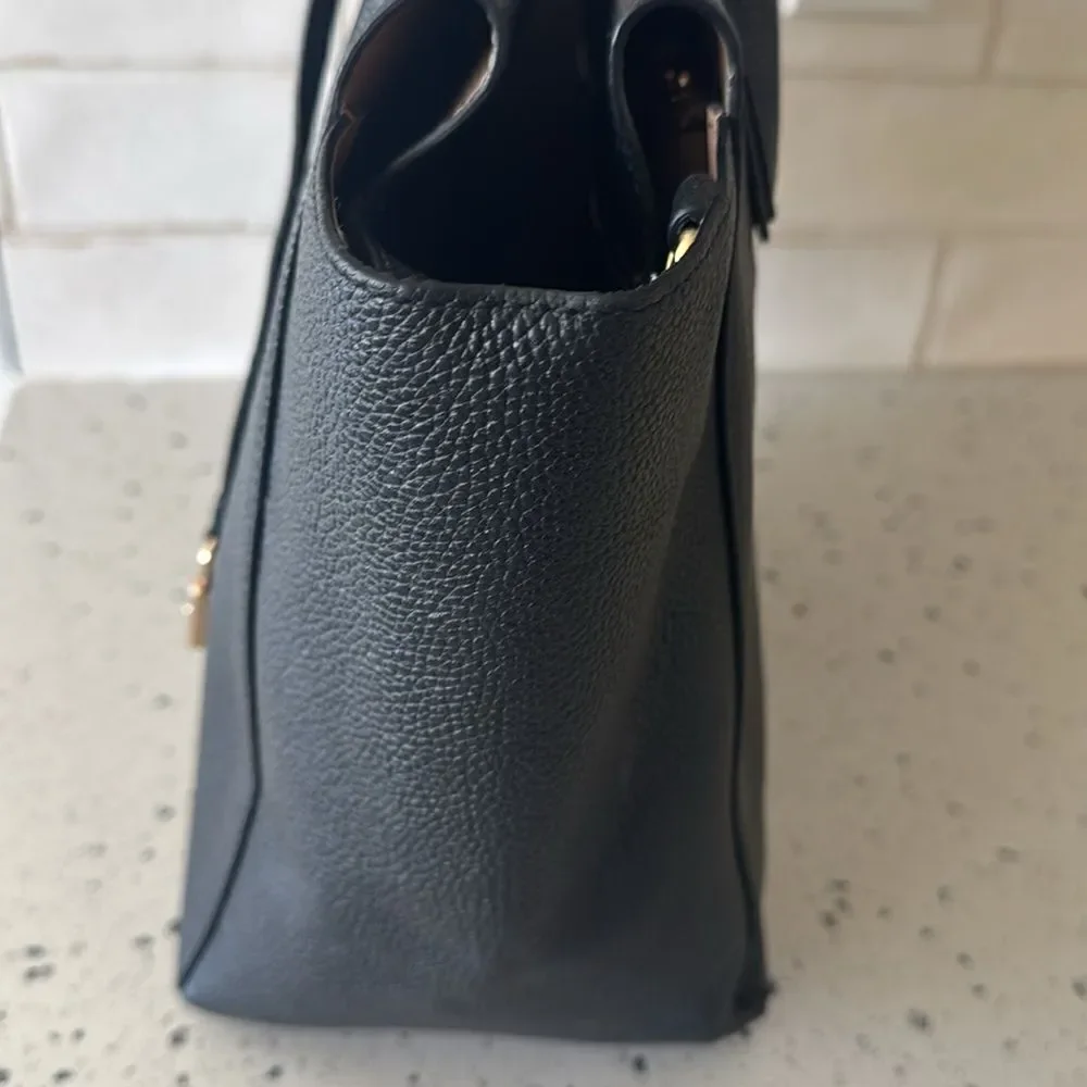 Michael Kors Mercer Large Satchel Black Leather Handbag Top Zip Closure Bag GUC