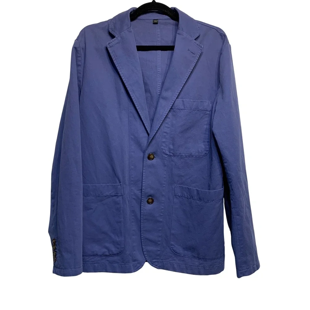 J.Crew Ludlow Slim Blazer Mens 36R Navy Blue Cotton Linen Somelos Unstructured