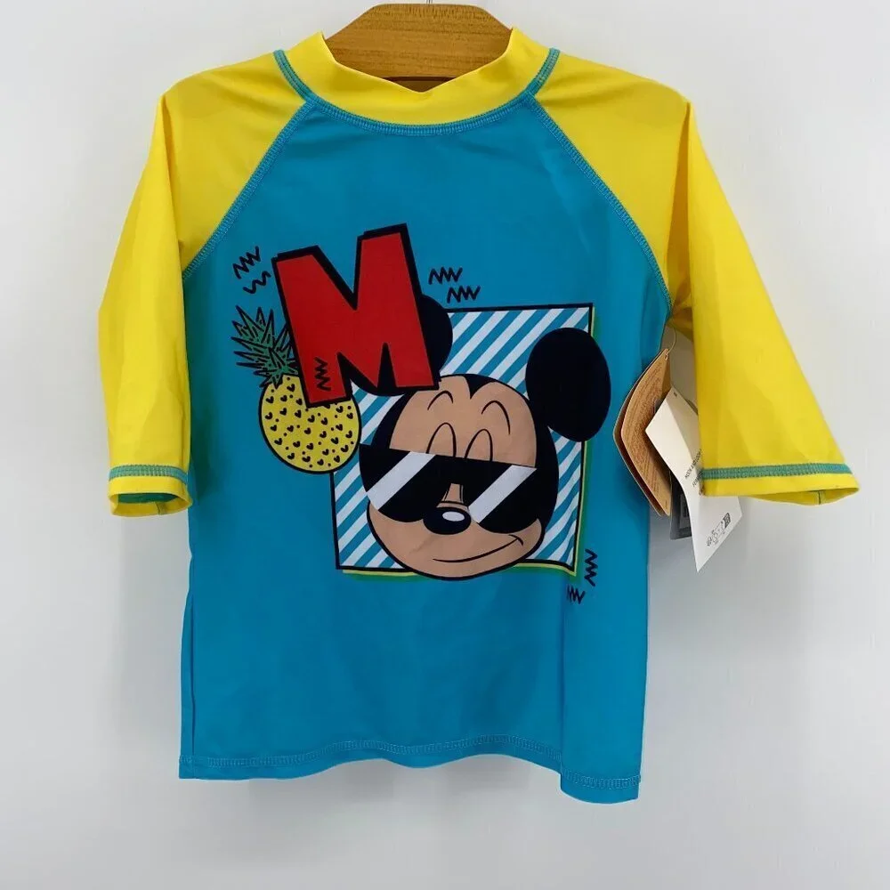 Disney Store Boy's Adaptive Mickey Mouse Swim Shirt - New!