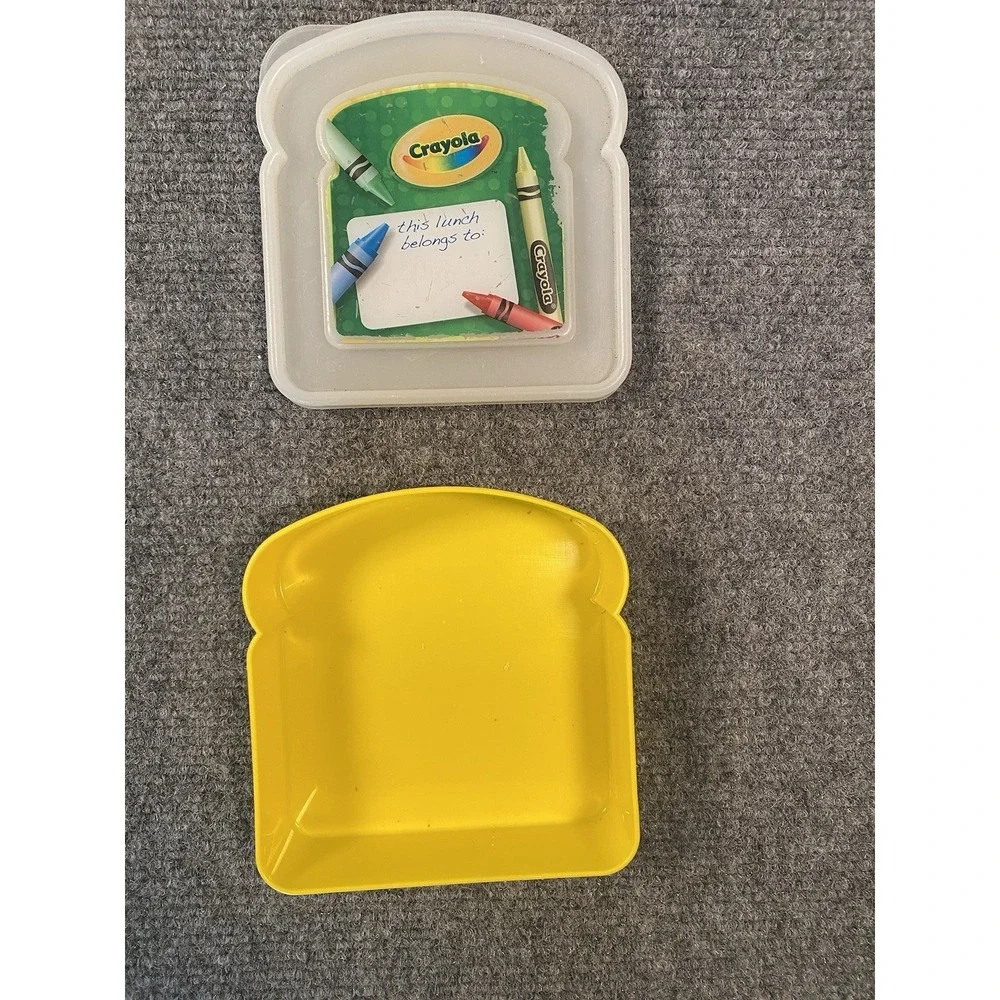 Crayola Snack Packer Sandwich Keeper Lunch Plastic‎ Container with Lid 2005 5X5