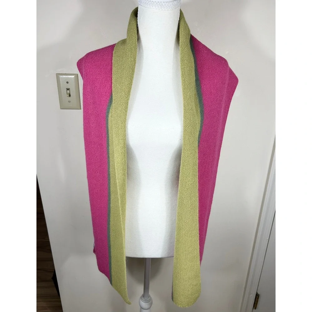Luxiourious Alpaca Scarf Women's GAMUT Pink Striped Trim Peru‎ Spring Layering