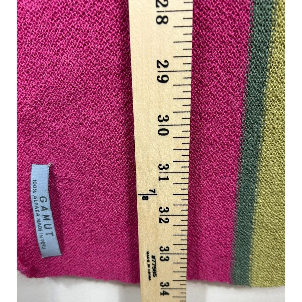 Luxiourious Alpaca Scarf Women's GAMUT Pink Striped Trim Peru‎ Spring Layering