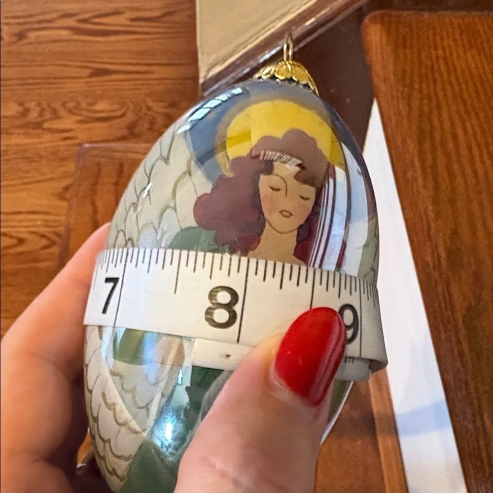 Li Bien hand painted mouth blown Angel Ornament 5” unique keepsake Chinese ART