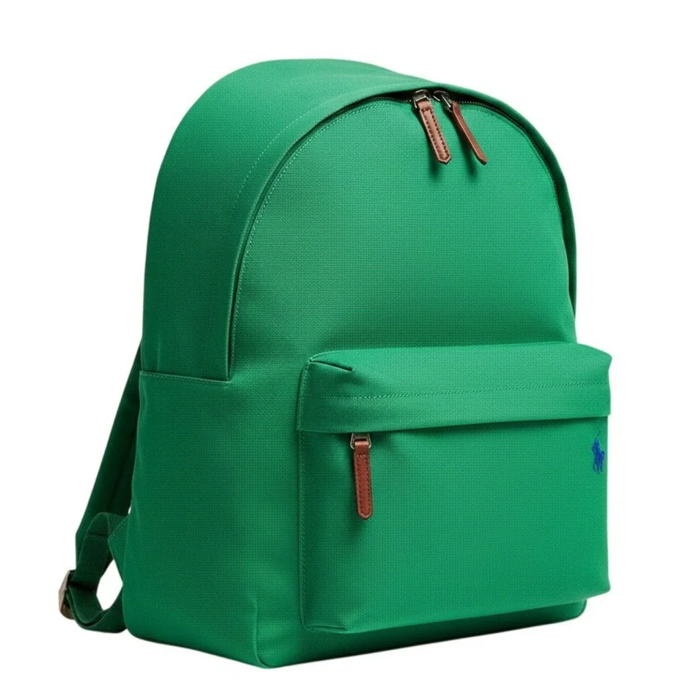 Polo Ralph Lauren Canvas‎ Backpack Green Classic Polo Pony Logo School Work Nwot