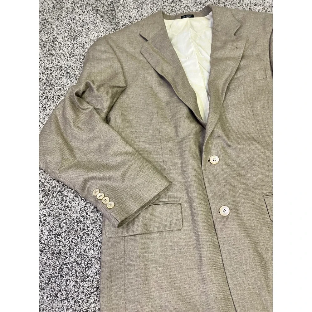 Oscar‎ de la Renta Mens Blazer Wool Beige Tweed Two Button Sport Coat Size 44