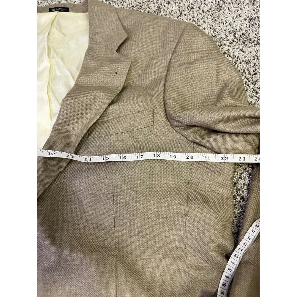 Oscar‎ de la Renta Mens Blazer Wool Beige Tweed Two Button Sport Coat Size 44