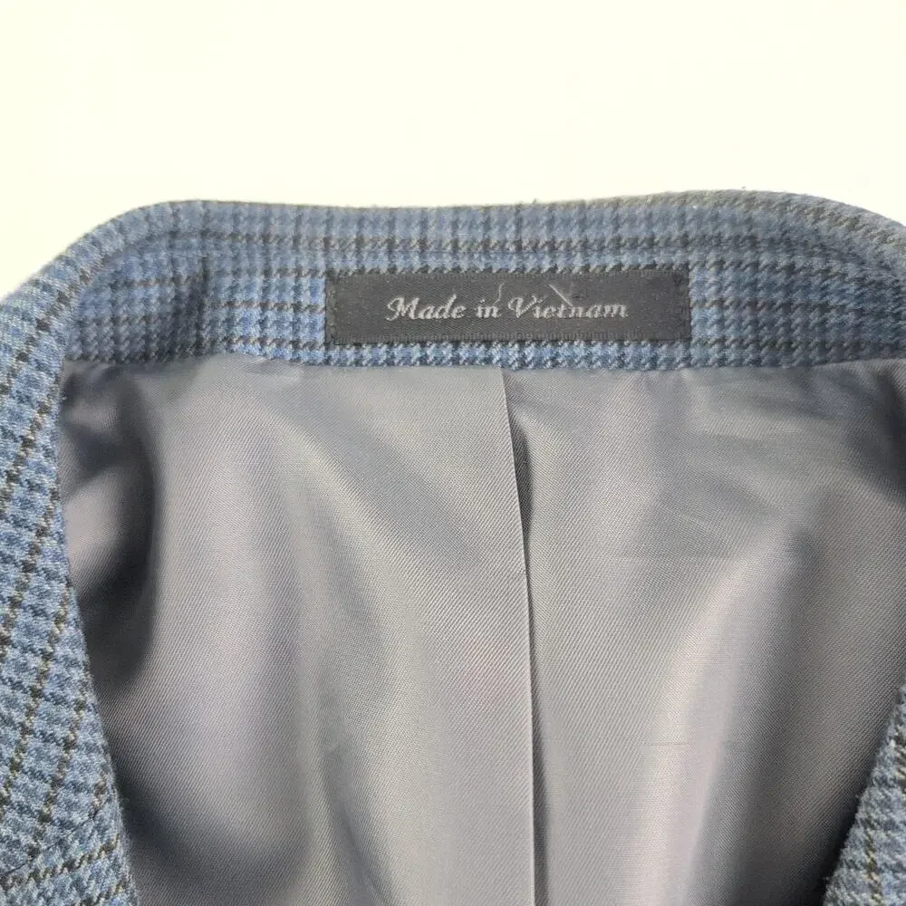 Chaps Herringbone Checked Men's Sport Coat Men's 48R Navy Blue Black