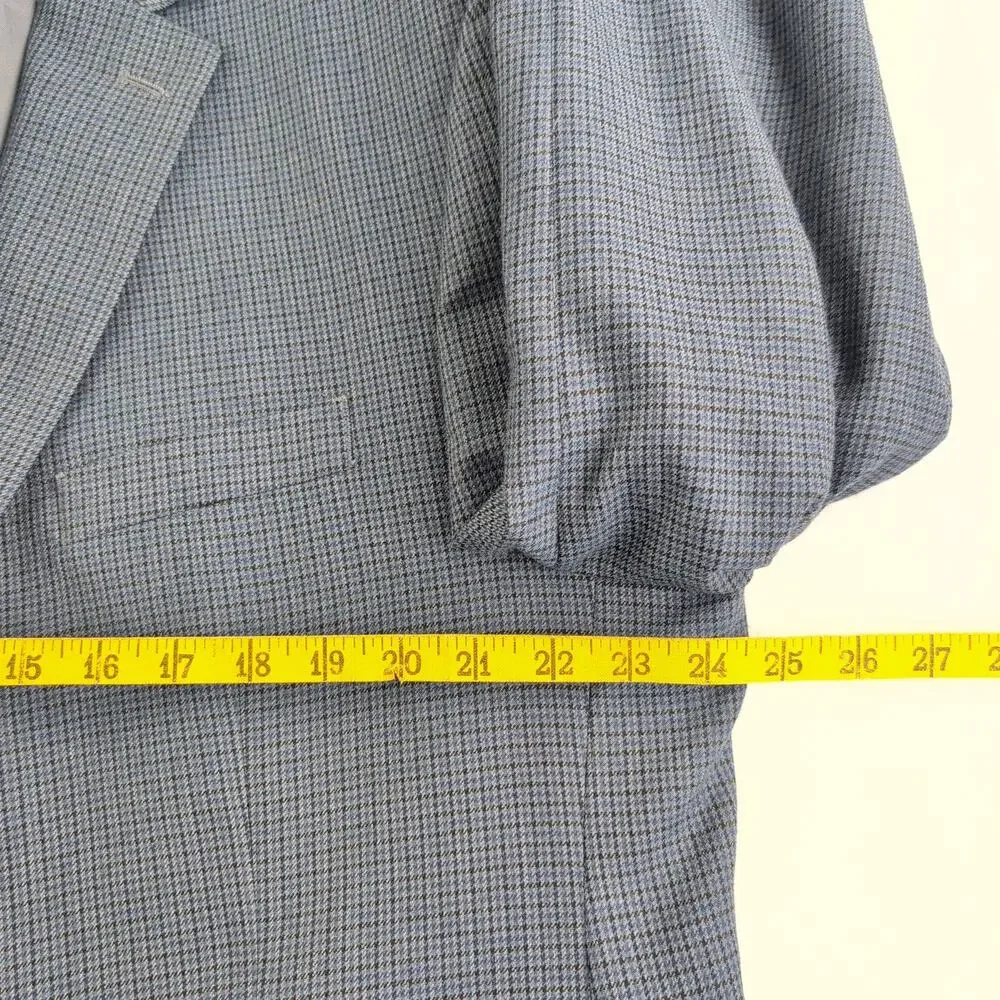 Chaps Herringbone Checked Men's Sport Coat Men's 48R Navy Blue Black