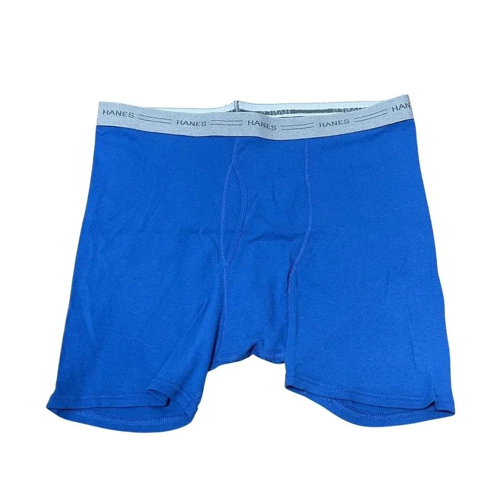 VTG Hanes Boxer Brief‎ Comfort Flex Size Large Waist Gray Band Light Blue