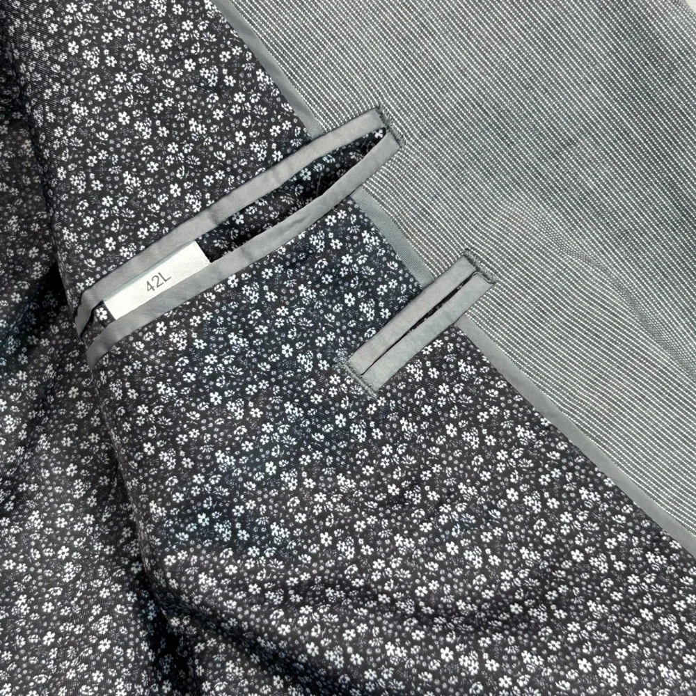 Madison Modern Fit Mens 42L Gray Cotton Blend Summer 2 Button‎ Blazer Sport Coat