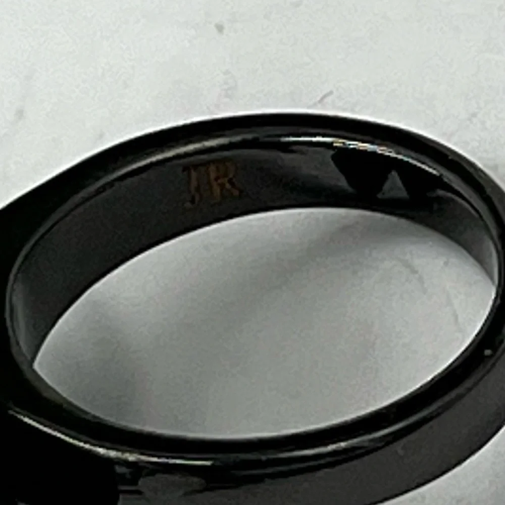 Rare Joan‎ Rivers Gunmetal Finish Belle Fleur Black & Clear Crystal Ring 6 New