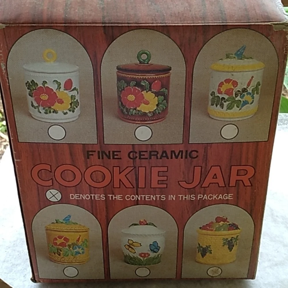 Vintage 1960s made in Japan hand painted cookie jar in original box
