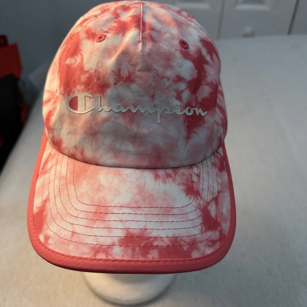 Champion Hat Cap Strap Back Pink White Tie Dye Adjustable Streetwear  Workout