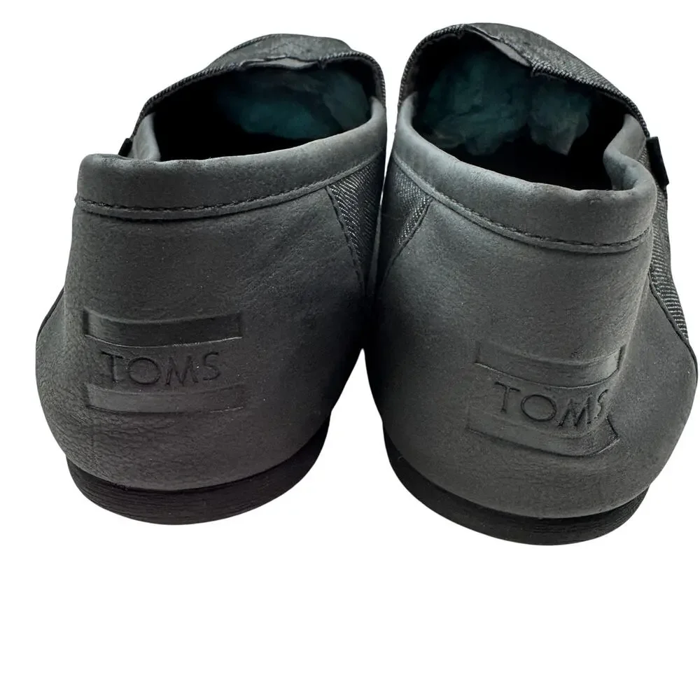 TOMS Classic All Black Denim Comfortable Lightweight Slip-On Shoes Men's Size 10