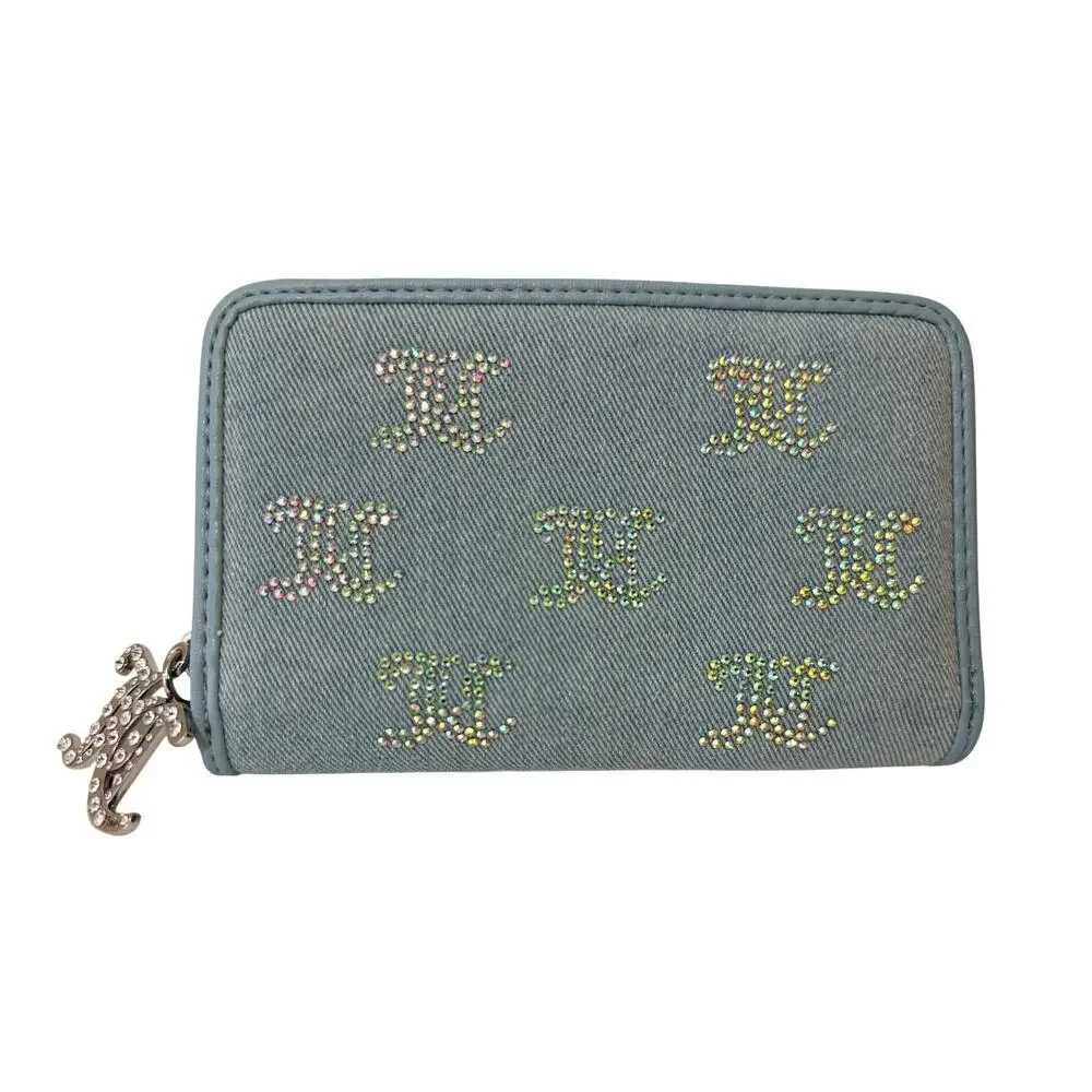 Juicy Couture Wallet‎ Denim Rhinestone JC Zip Around 