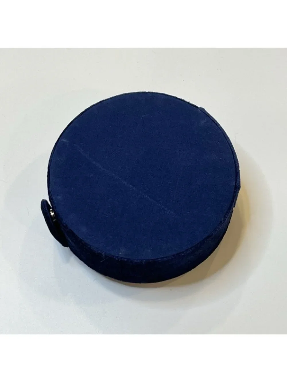 Beaded Crane Jewelry Box Blue Velvet Round Trinket Box Embroidered 5.5