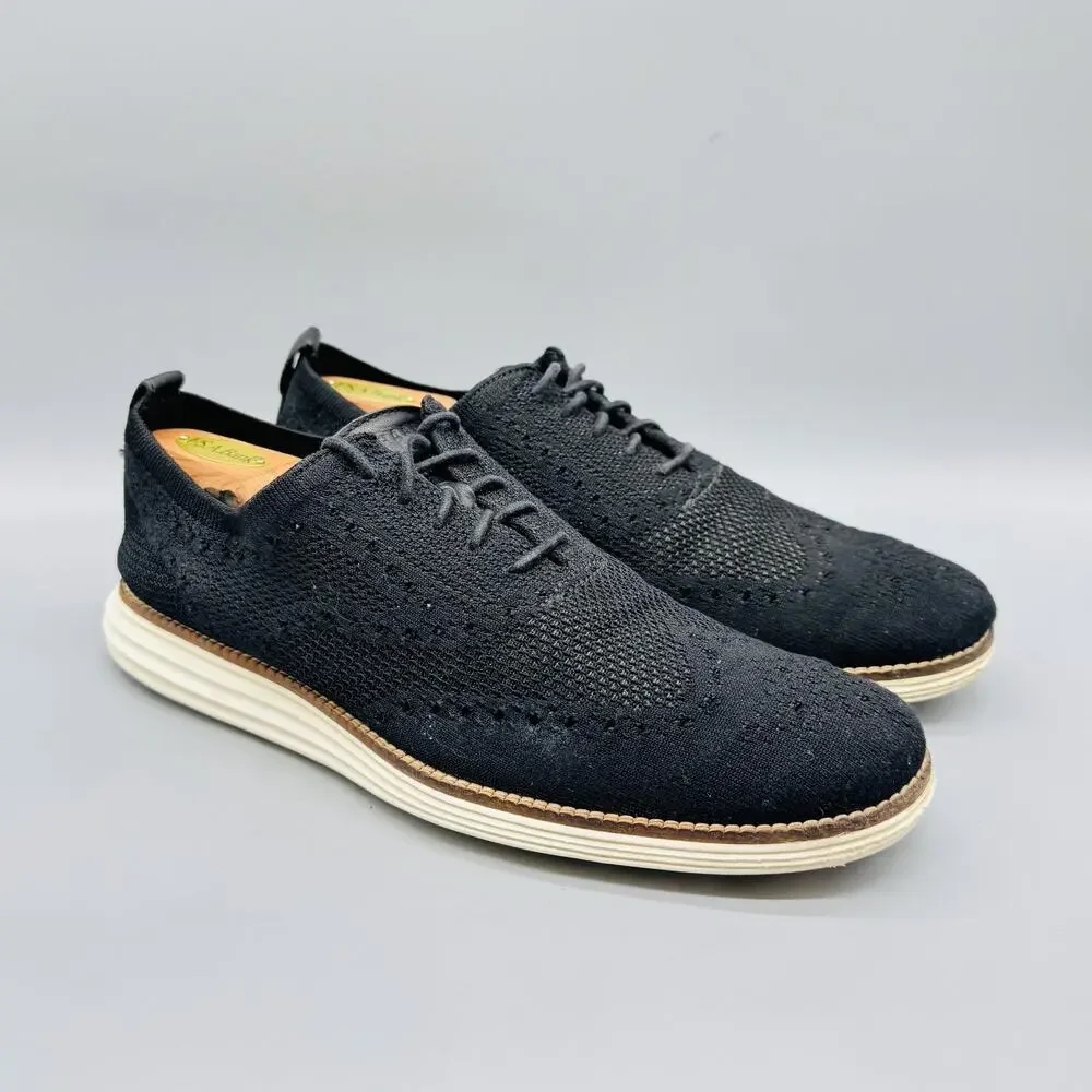 Cole Haan Shoes Mens 10.5 Black Knit OriginalGrand Wingtip Oxford Dress Comfort