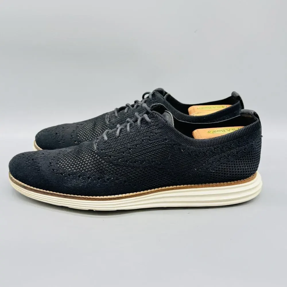 Cole Haan Shoes Mens 10.5 Black Knit OriginalGrand Wingtip Oxford Dress Comfort