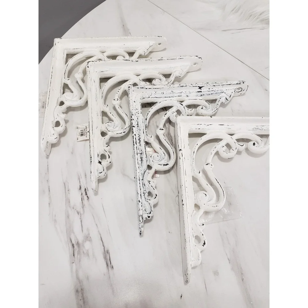4 Pottery Barn Open Scroll Wall Bracket White 8x9 LOT cottagecore victorian SET