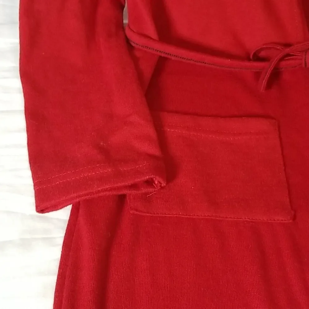 Deep Red Double Pocket Bathrobe‎