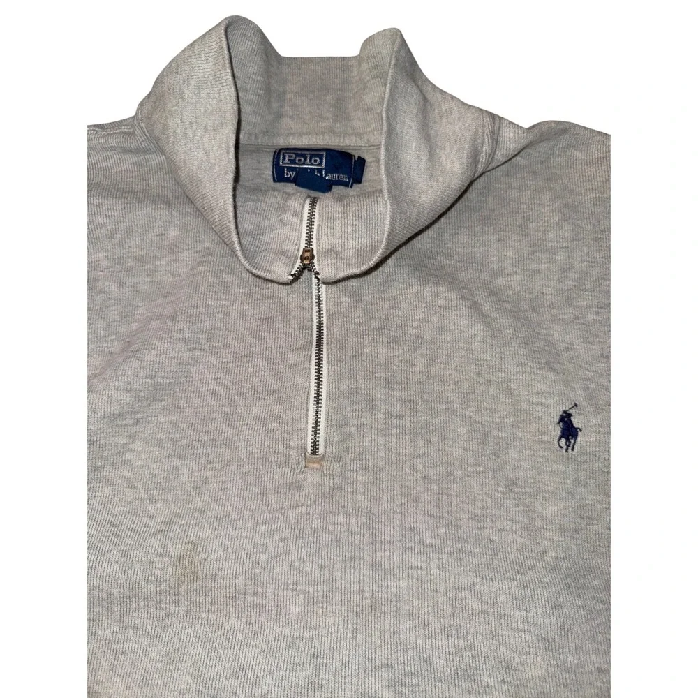 Polo Ralph Lauren Mens 4XLT Heather Gray Quarter‎ Zip Pullover Pony Logo Tall