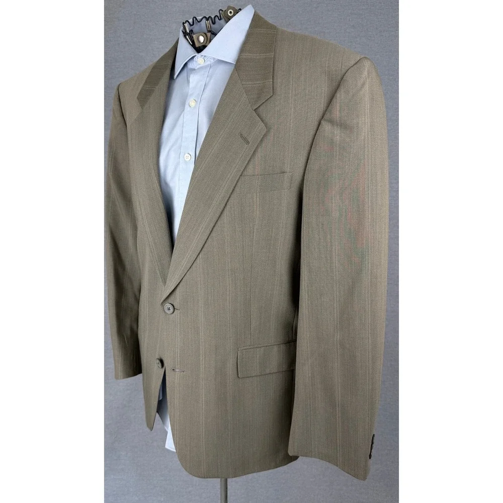 Hart‎ Schaffner Marx Mens 42R Blazer Ariel Worsteds Virgin Wool Pinstripe Brown