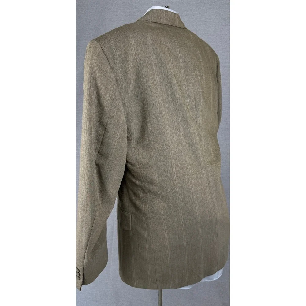 Hart‎ Schaffner Marx Mens 42R Blazer Ariel Worsteds Virgin Wool Pinstripe Brown