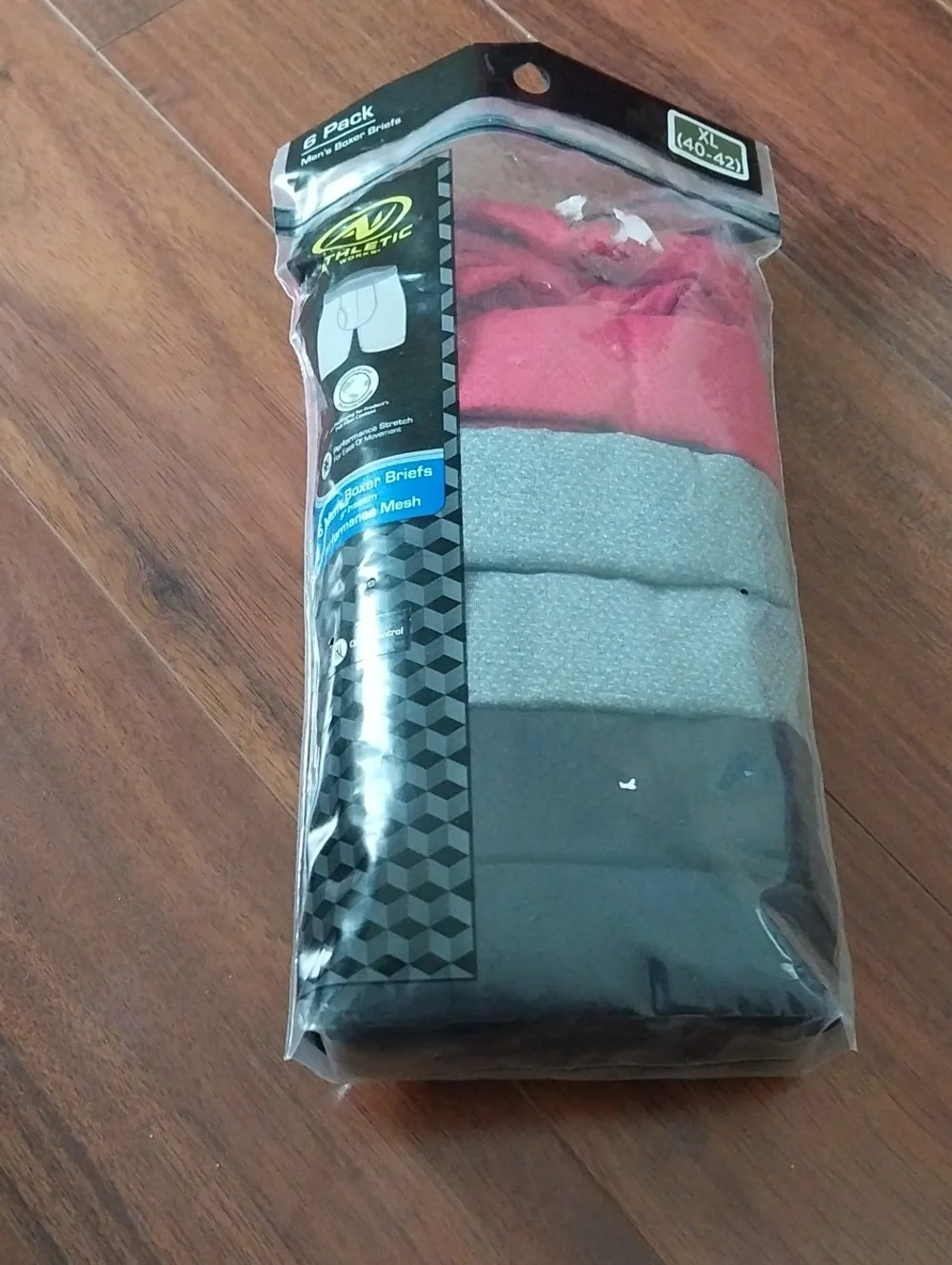 Athletic Works Men's Boxer Briefs - Red, Gray, Black (6-Pack)