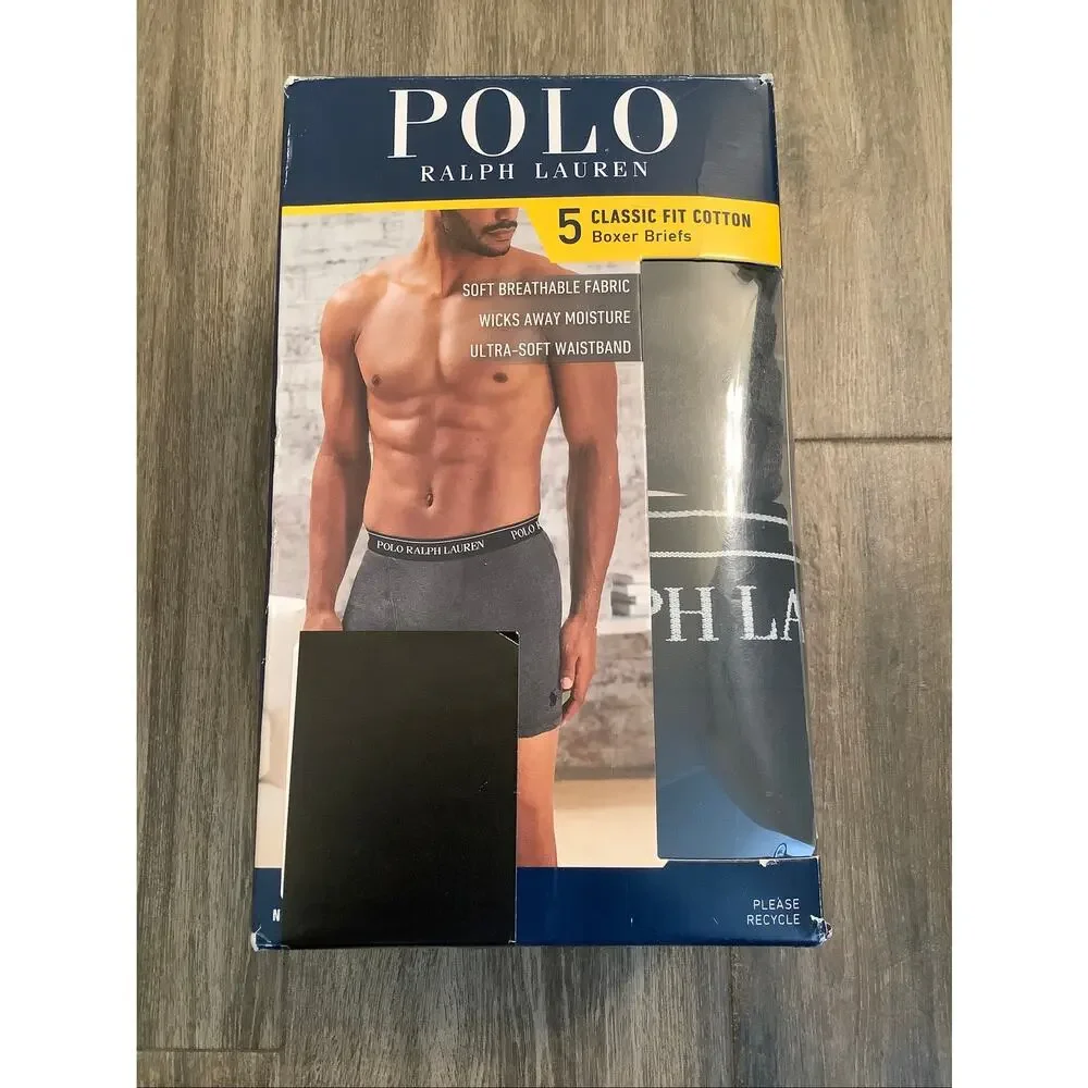 Polo Ralph Lauren Men's L 5-Pack Classic Fit Cotton Boxer Brief V6-15