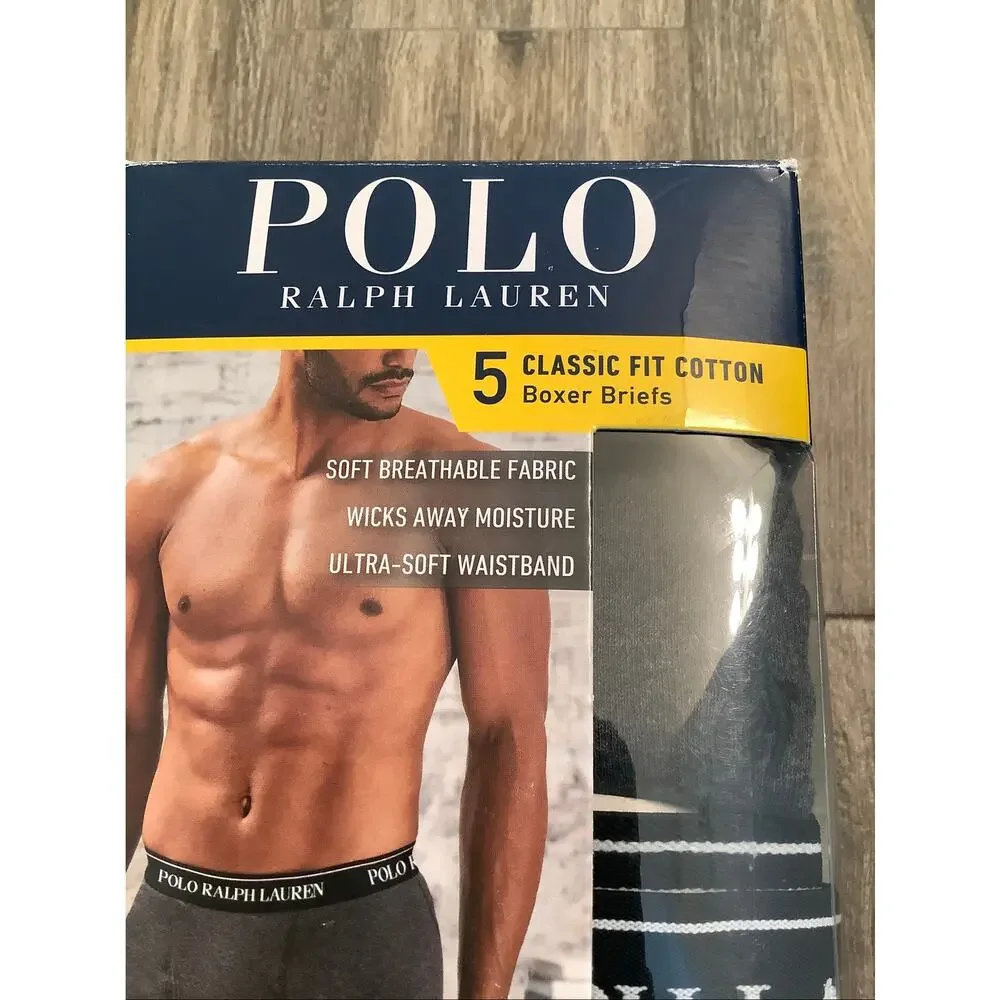 Polo Ralph Lauren Men's L 5-Pack Classic Fit Cotton Boxer Brief V6-15