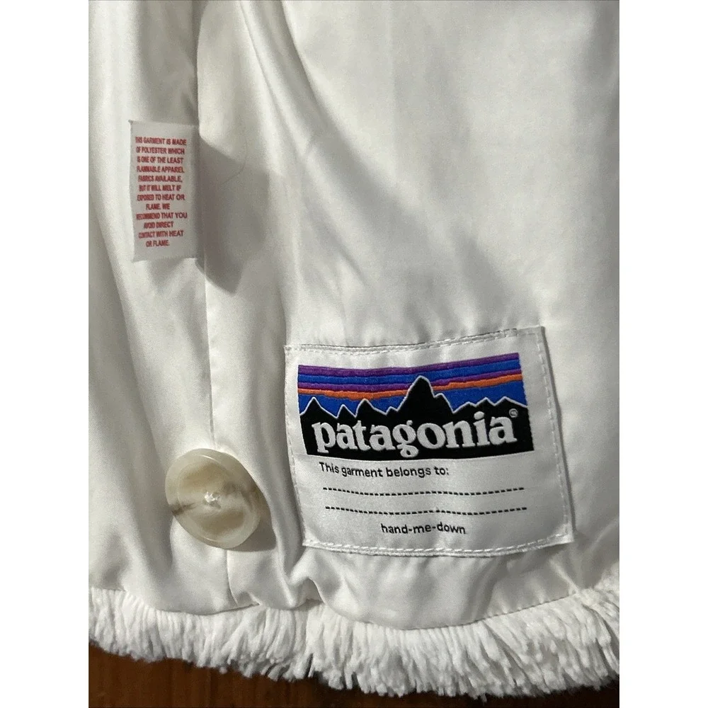 RARE Girls‎ Patagonia Pelage FLUFFY Fleece Jacket Birch White Sz 8 65591