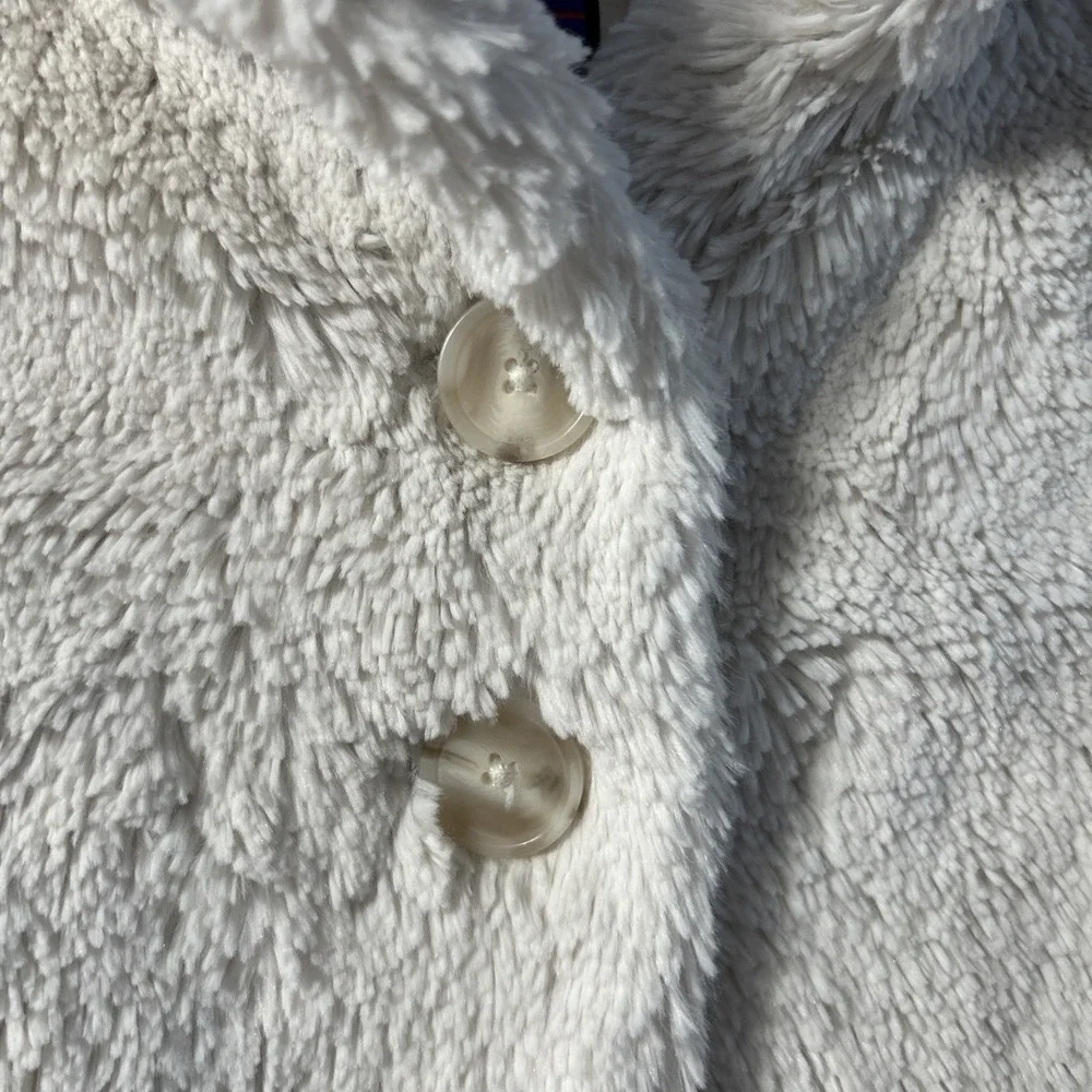 RARE Girls‎ Patagonia Pelage FLUFFY Fleece Jacket Birch White Sz 8 65591