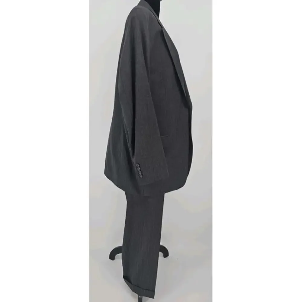 Lauren Ralph Lauren Gray Pinstriped Suit 50R Wool Two-Piece Suit 39x28.5 Trouser
