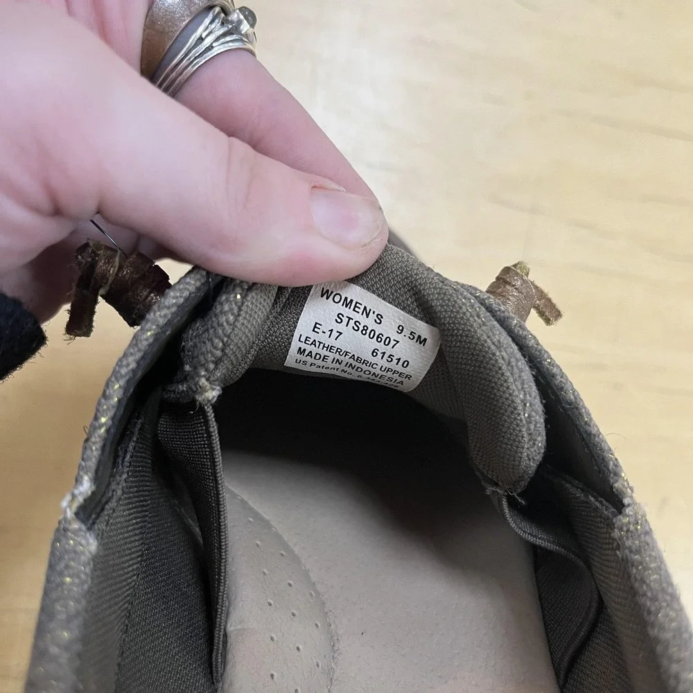 Sperry‎ Top-Sider Boat Shoes Womens Size 9.5 Gray Brown Leather Canvas STS80607
