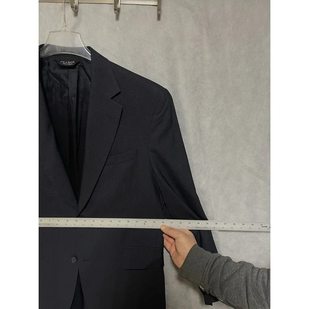 Jos A Bank Suit Men's 40R Blue Micro Check Wool 2B Academia 33X28.5 Pants Luxury