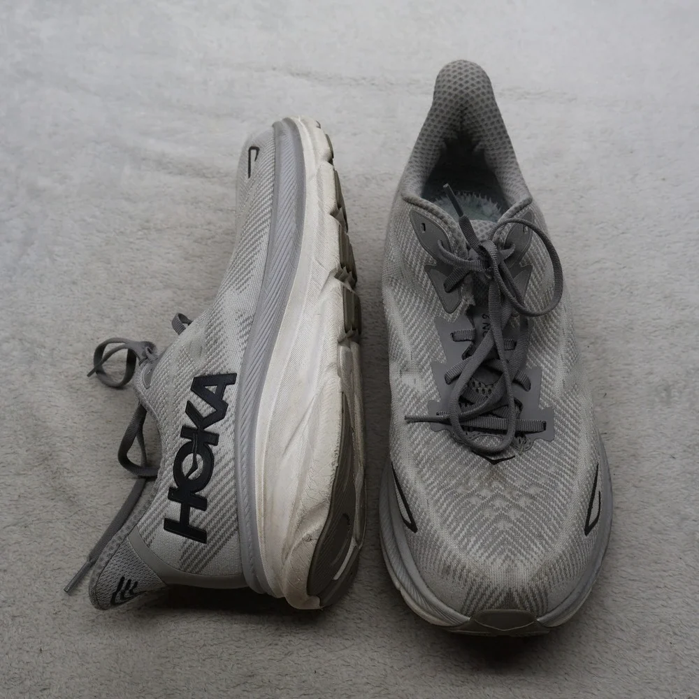 Hoka‎ Mens 13D Athletic Shoes Grey Clifton 9 Mesh Running Lightweight Cushioned