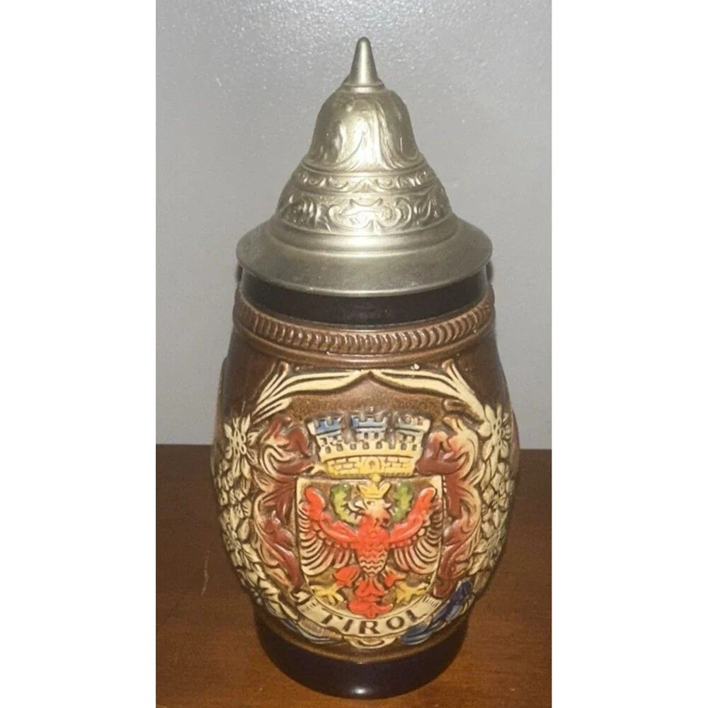 Vintage Tirol Crest Tankard Origin Stamped and Numbered