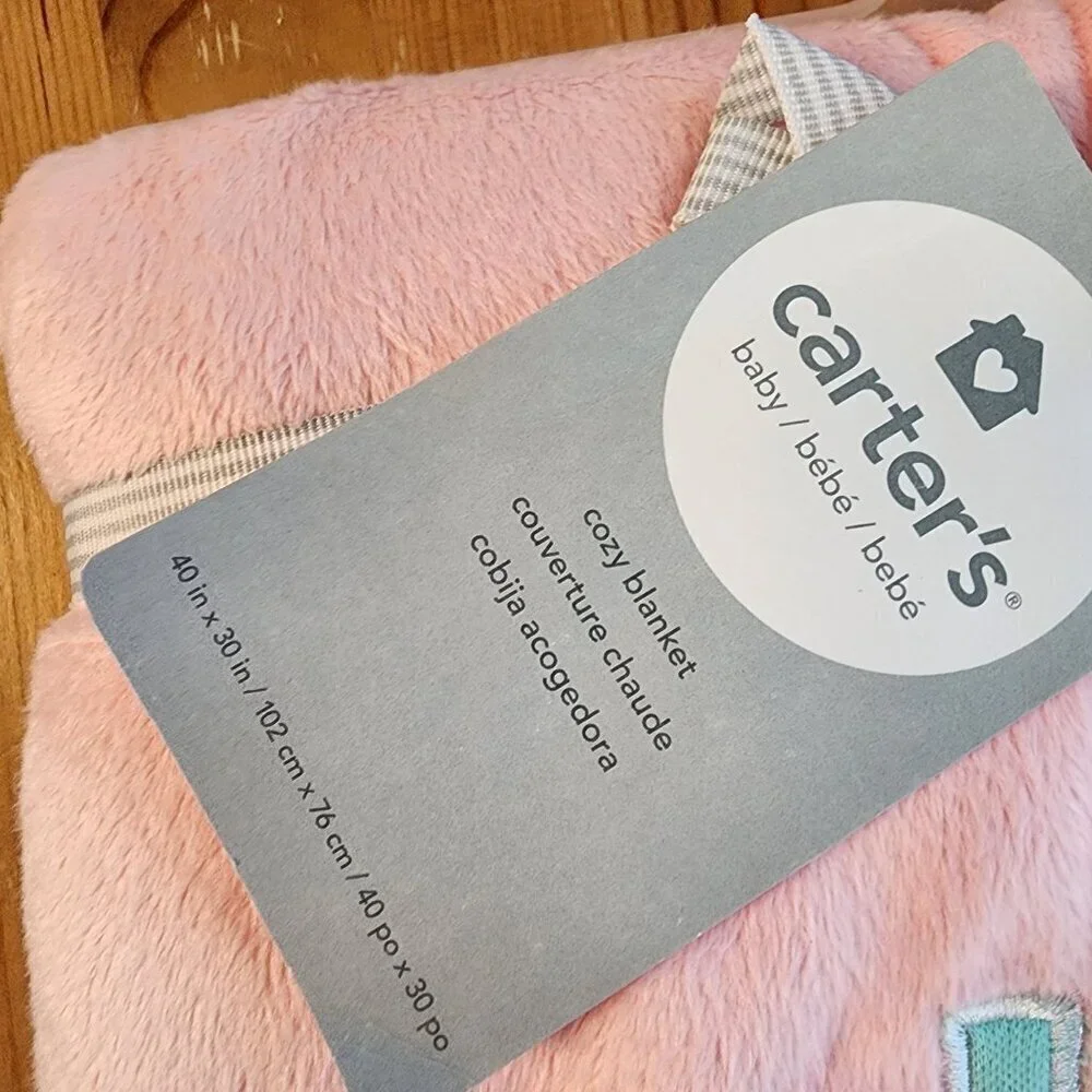 Carter's pink baby blanket LOVE heart applique New Carters