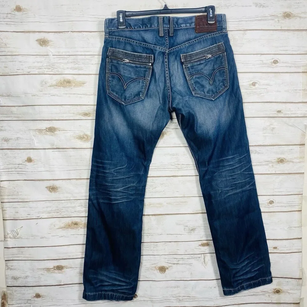 Levi's Men 514 Slim Straight Jeans Zipper Pockets Dark Wash Blue 36x32
