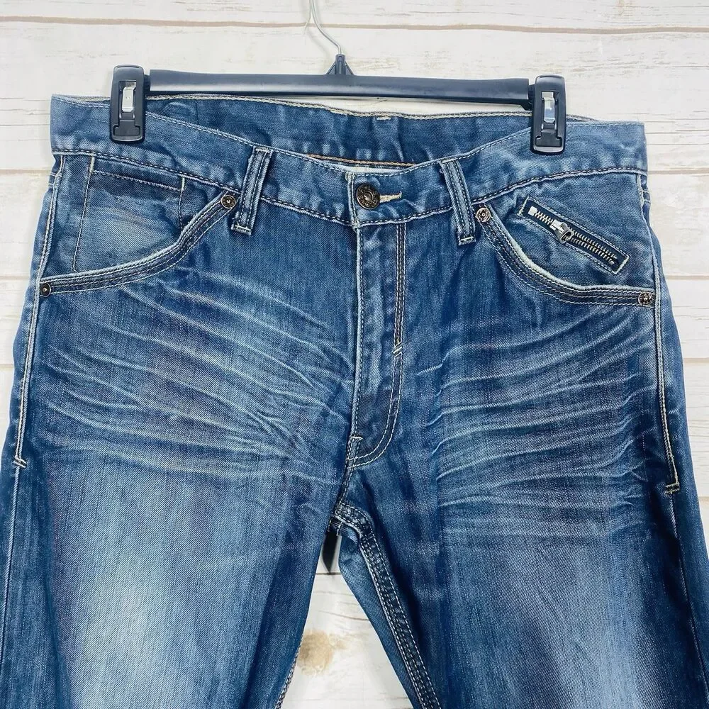 Levi's Men 514 Slim Straight Jeans Zipper Pockets Dark Wash Blue 36x32