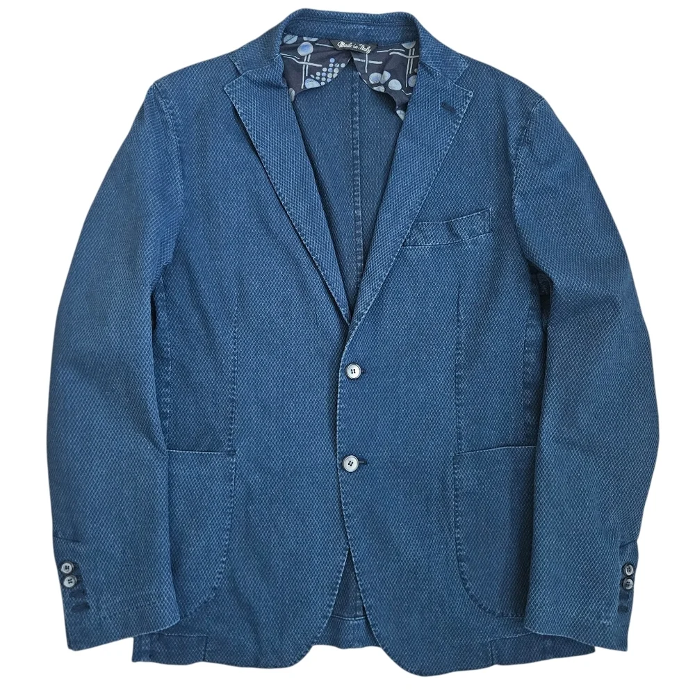 JERRY KEY Blazer Men's 40 EU‎ 50 Blue Cotton GIACCA Jacket UNSTRUCTURED