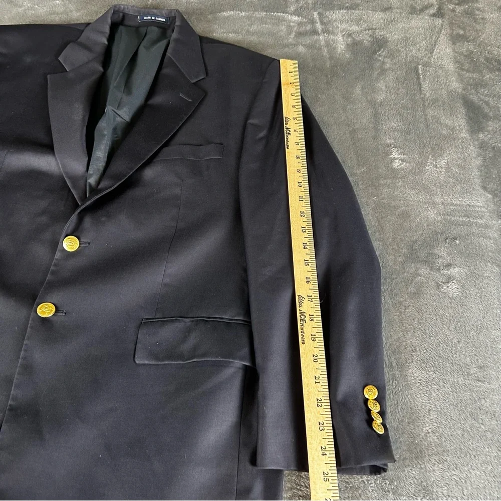 Lauren‎ Ralph Lauren Blazer Sport Coat Men 43R Navy Blue Gold Buttons 100% Wool