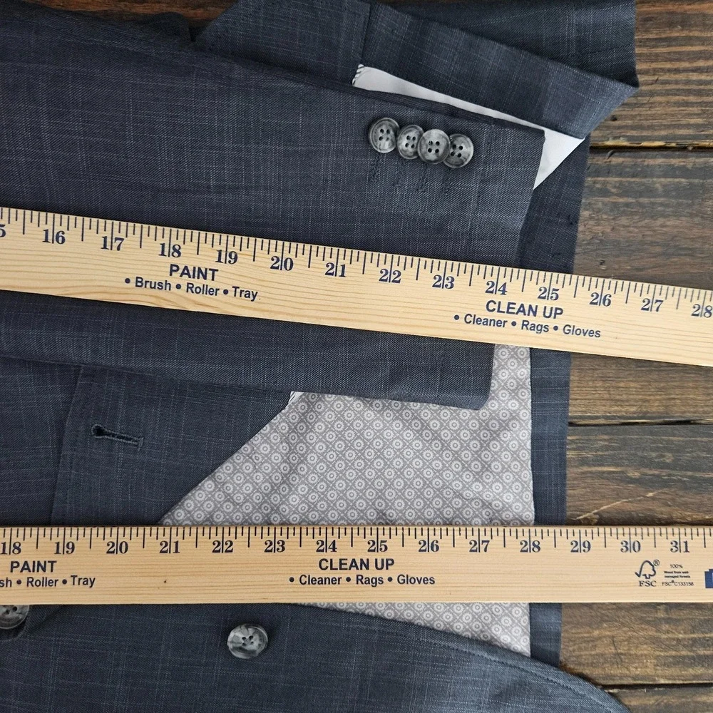 Joseph Abboud Men's Sport Coat Blazer Two Button Gray Plaid Cotton Size XL