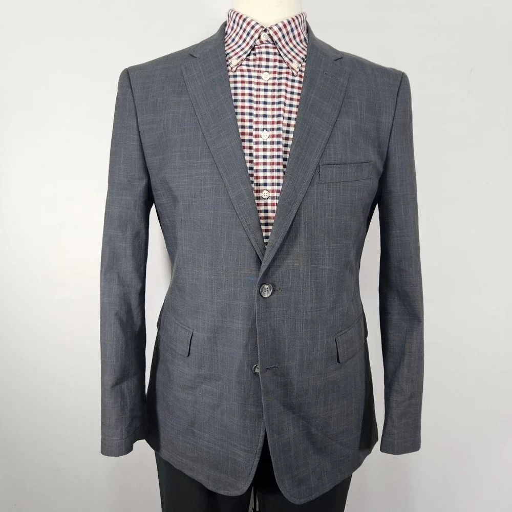 Joseph Abboud Men's Sport Coat Blazer Two Button Gray Plaid Cotton Size XL