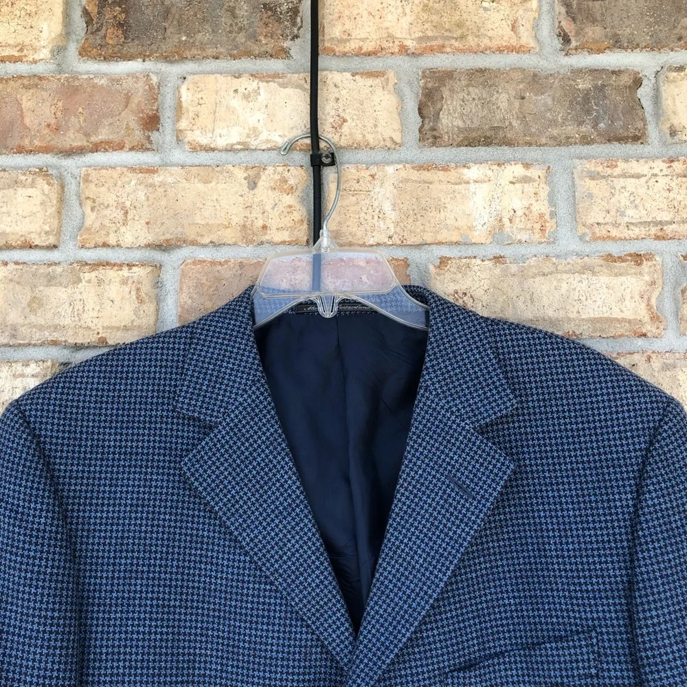Ermenegildo Zegna Soft Switzerland Tweed Silk Cotton Linen Blend Blue Jacket 52L
